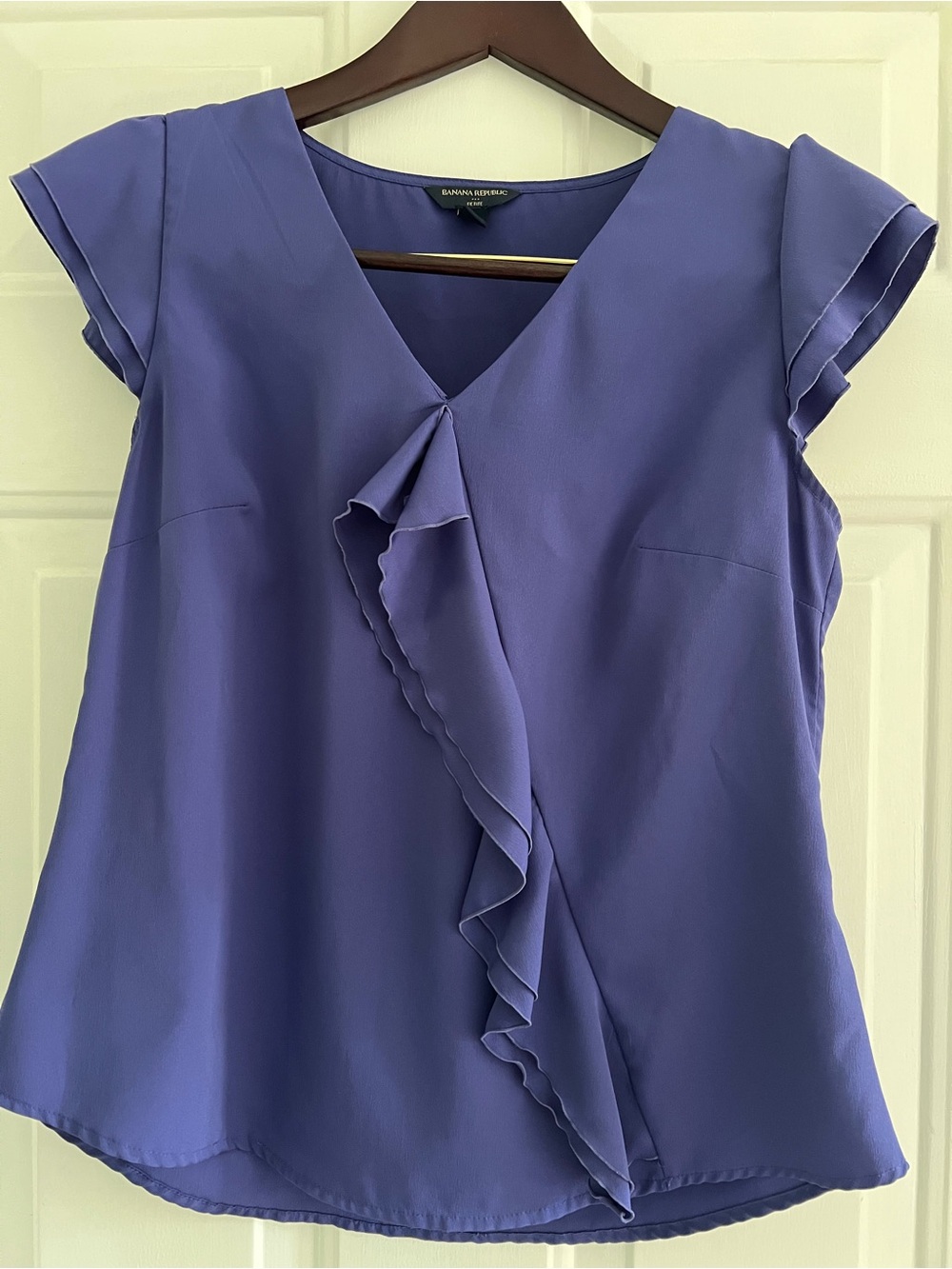 Banana Republic periwinkle Ruffle V-Neck Blouse